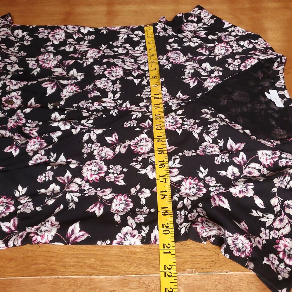 J Jill Button Front Maxi Dress Sz Large Black Pink Floral Pima Cotton Blend Knit - Picture 11 of 11